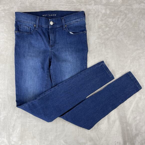 Mott & Bow Jeans Women's W26 Mid Rise Skinny Dark Wash Indigo Denim Stretch - Picture 1 of 15